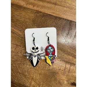 Nightmare Before Christmas Jack and Sally earrings. polymer clay